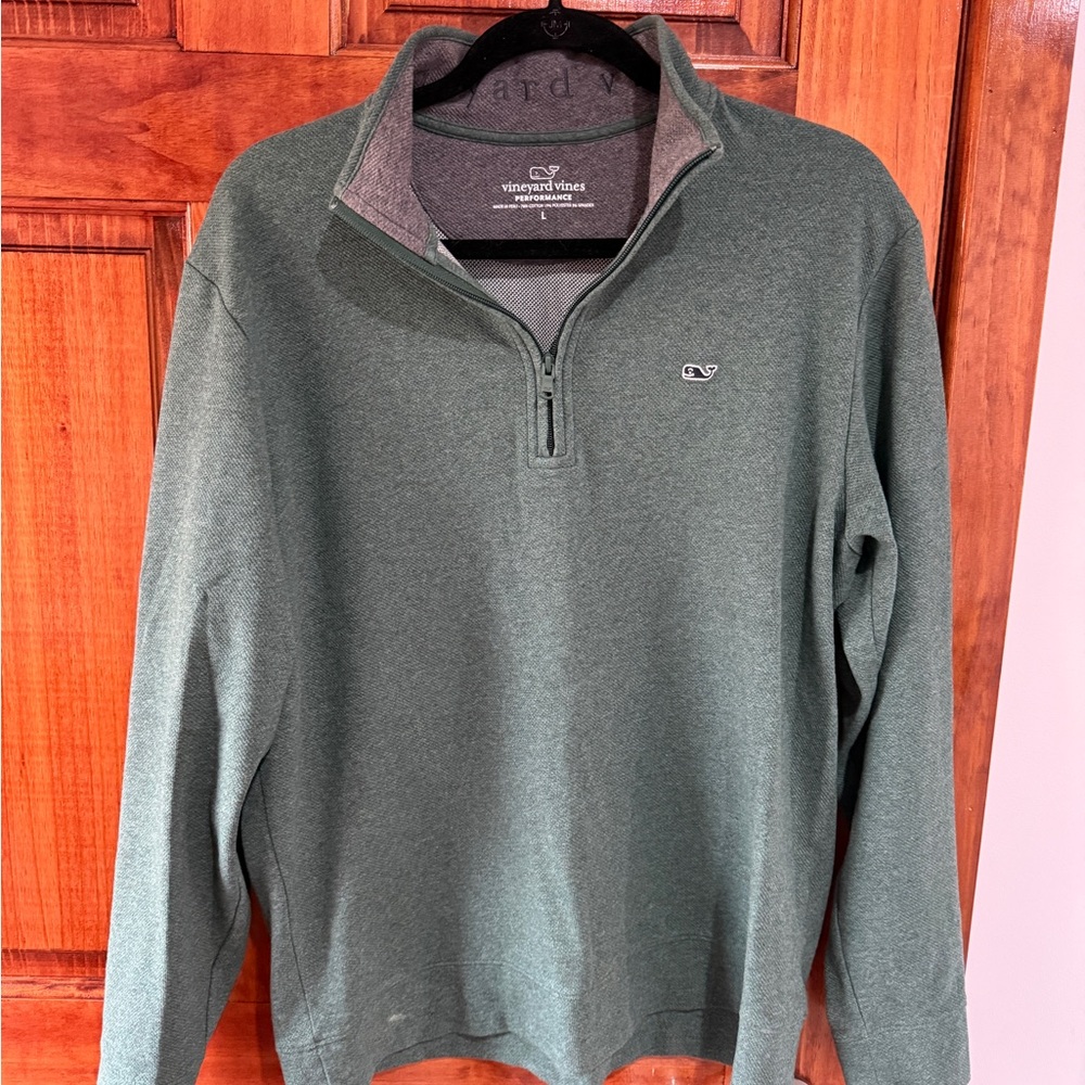 Vineyard Vines Men's Forest Green Zip-Up Sweater